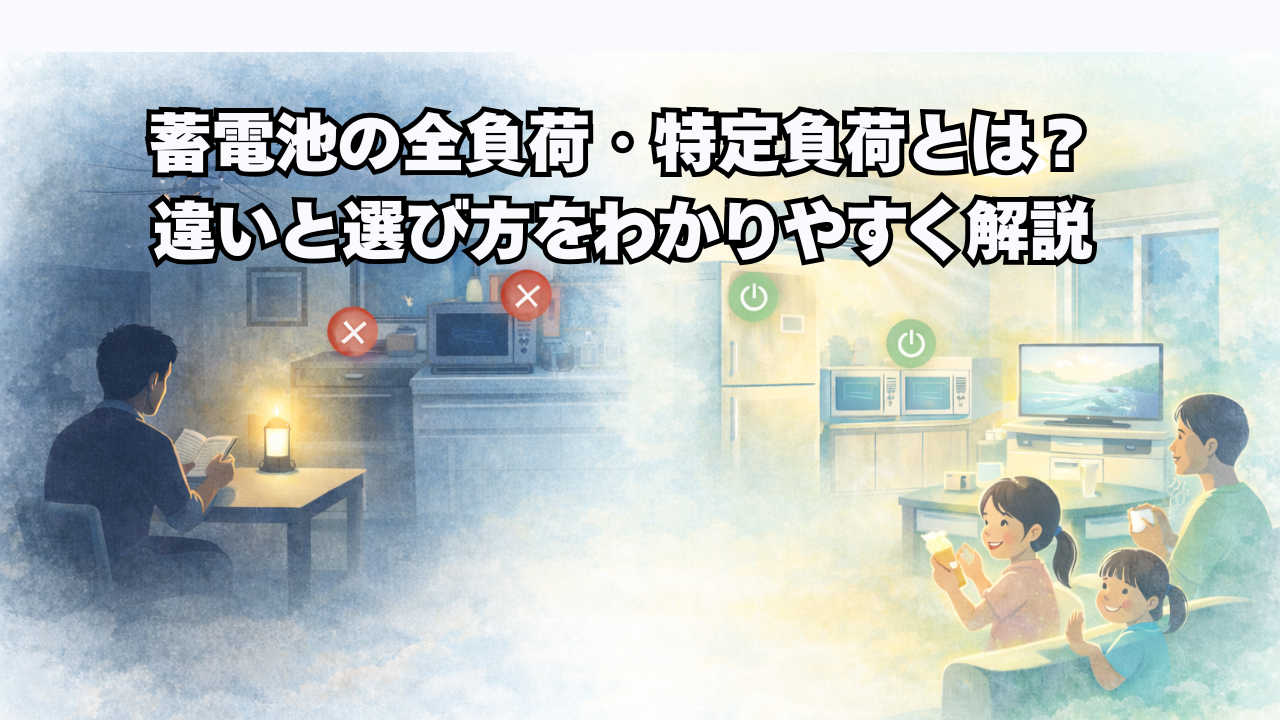 蓄電池の「全負荷」と「特定負荷」。その違いが、停電時の“暮らしの質”を決める アイキャッチ画像