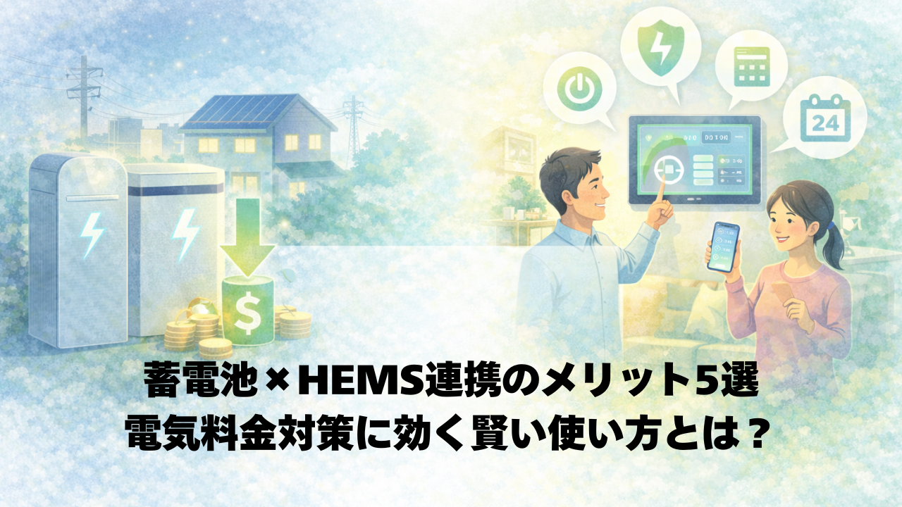 電気料金対策にも効く蓄電池×HEMS連携メリット5選 アイキャッチ画像
