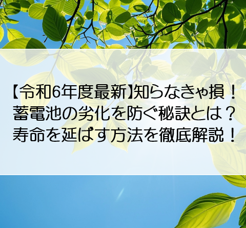 【令和6年度最新】知らなきゃ損！蓄電池の劣化を防ぐ秘訣とは？寿命を延ばす方法を徹底解説！ アイキャッチ画像