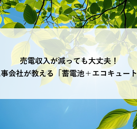 売電収入が減っても大丈夫!太陽光工事会社が教える「蓄電池+エコキュート」活用術 アイキャッチ画像